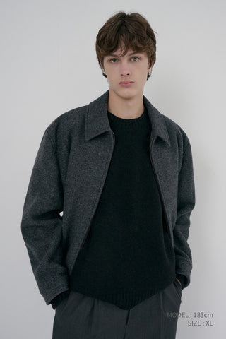 UNISEX COLLARED WOOL BLOUSON CHARCOAL GREY