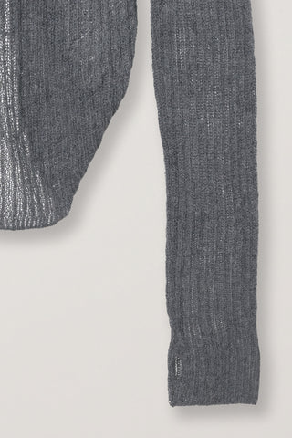 2-WAY SHIRRING KNIT TOP MELANGE GREY