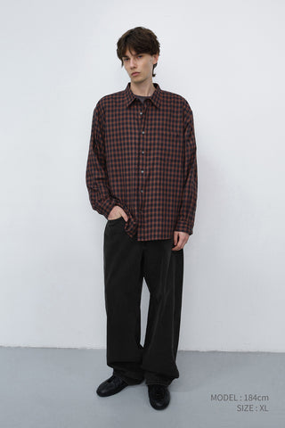 UNISEX CHECKED FLANNEL SHIRT BRICK