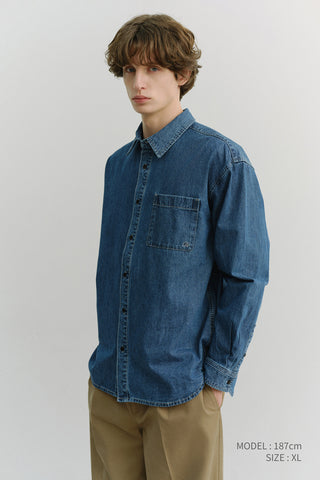 UNISEX OVERSIZED DENIM SHIRT CLASSIC BLUE