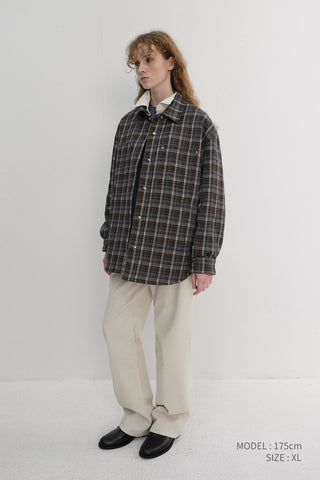 UNISEX QUILTED FLANNEL SHIRT BROWN CHECK