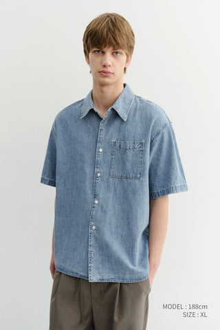 UNISEX LINEN DENIM SHIRT LIGHT BLUE