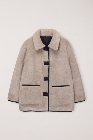 UNISEX REVERSIBLE SOFT SHEARLING HALF JACKET BLACK