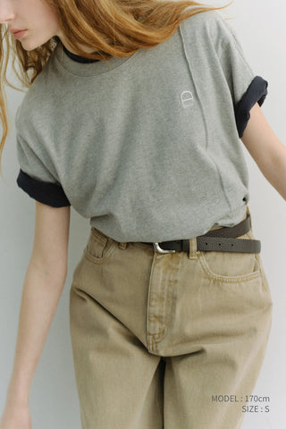 UNISEX LOGO CREASE T-SHIRT MELANGE GREY