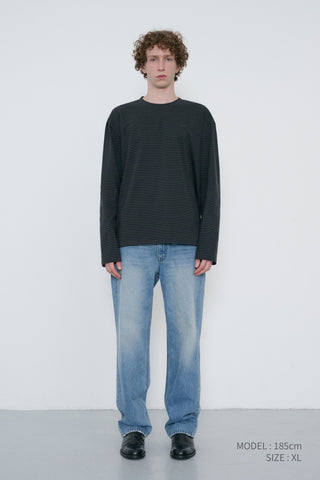 UNISEX MUTED STRIPED T-SHIRT CHARCOAL