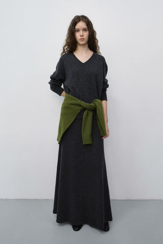 KNITTED MAXI SKIRT CHARCOAL GREY