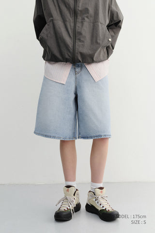 RELAXED BERMUDA DENIM SHORTS LIGHT BLUE