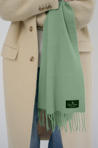 FRINGED CASHMERE MUFFLER SOFT GREEN
