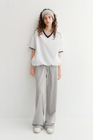 UNISEX V-NECK WOVEN TOP WHITE