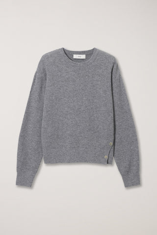 UNISEX BUTTONED CREWNECK SWEATER MELANGE GREY