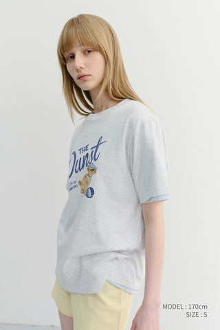 UNISEX DRAWING PUPPY T-SHIRT LIGHT MELANGE GREY