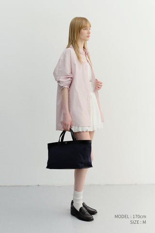 UNISEX CLASSIC STRIPED BD OVERSHIRT SOFT PINK