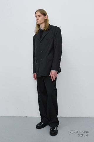 UNISEX CLASSIC 3 BUTTON WOOL BLAZER BLACK