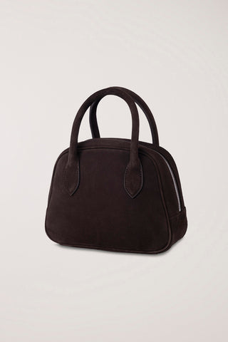 SUEDE BOSTON TOTE BAG DEEP BROWN