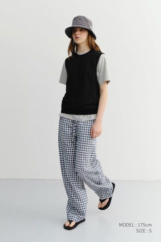 UNISEX CHECKED PAJAMA SLACKS NAVY CHECK