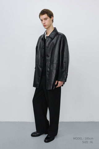 UNISEX LILY ALTER-LEATHER HALF JACKET BLACK