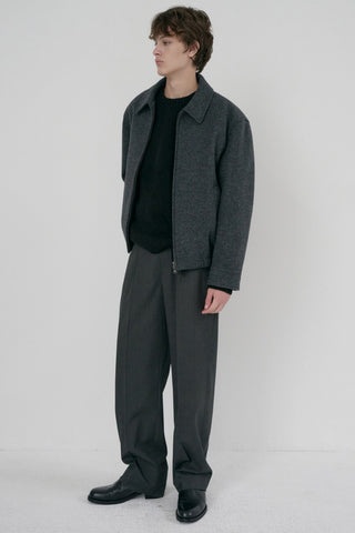UNISEX COLLARED WOOL BLOUSON CHARCOAL GREY