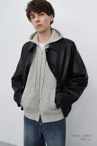 UNISEX HOODED KNIT CARDIGAN LIGHT MELANGE GREY