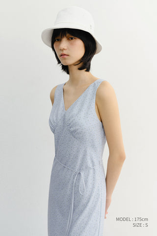 SLEEVELESS PATTERNED DRESS SOFT BLUE