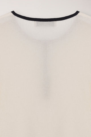 BUTTONED ROUND-NECK KNIT TOP CREAM