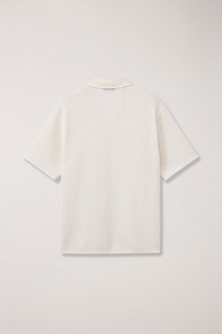 OPEN COLLARED CROCHET SHIRT CREAM