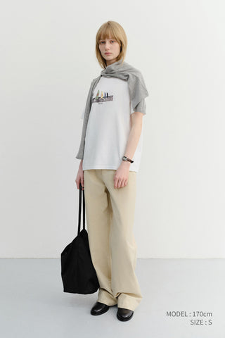 UNISEX APPLIQUE YACHT T-SHIRT OFF WHITE
