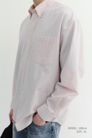 UNISEX CLASSIC STRIPED BD OVERSHIRT SOFT PINK