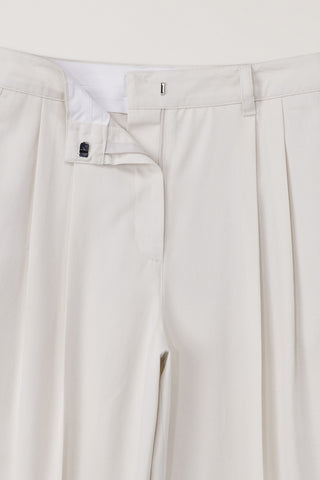DOUBLE PLEATED CHINO SLACKS IVORY
