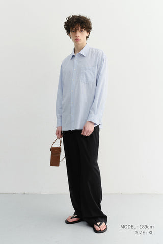 UNISEX CLASSIC STRIPED BD OVERSHIRT BLUE