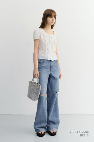 FRILL COLLARED BLOUSE WHITE
