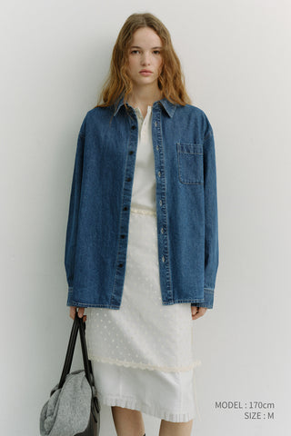 UNISEX OVERSIZED DENIM SHIRT CLASSIC BLUE