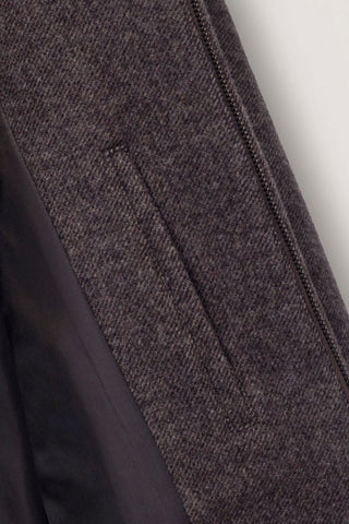 UNISEX COLLARED WOOL BLOUSON BROWN MELANGE