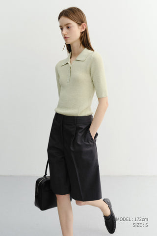 BUTTONED SLIM POLO KNIT MINT
