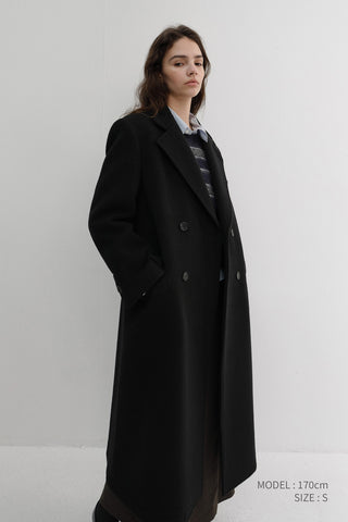 UNISEX LOOSE DOUBLE-BREASTED COAT BLACK