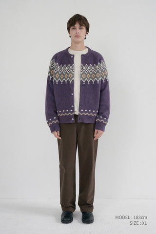UNISEX CHUNKY PATTERN CARDIGAN PURPLE