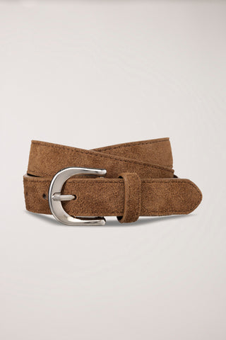 D-BUCKLE SUEDE BELT CAMEL