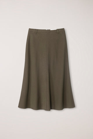 FLUID LONG SKIRT KHAKI BROWN