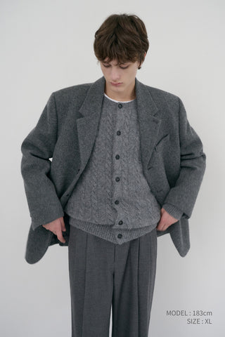 UNISEX 3 BUTTON WOOL BLAZER GREY