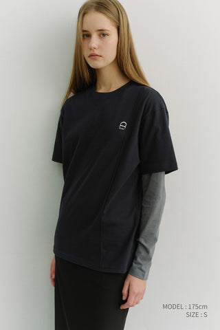 UNISEX LOGO CREASE T-SHIRT FRENCH NAVY