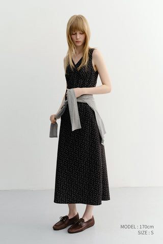 SLEEVELESS PATTERNED DRESS BLACK
