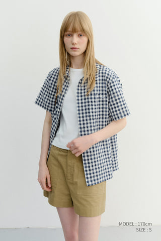 UNISEX CHECKED PAJAMA SHIRT NAVY CHECK