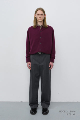 UNISEX COLLARED KNIT CARDIGAN PLUM PURPLE