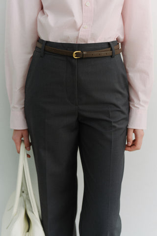 D-BUCKLE THIN LEATHER BELT ESPRESSO