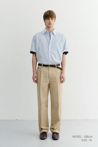 UNISEX OVERSIZED HALF SLEEVE STRIPED SHIRT SOFT BLUE STRIPE