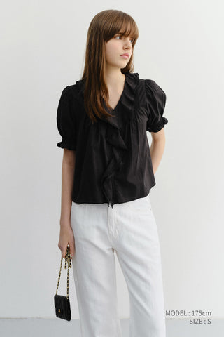 RUFFLE BLOUSE BLACK