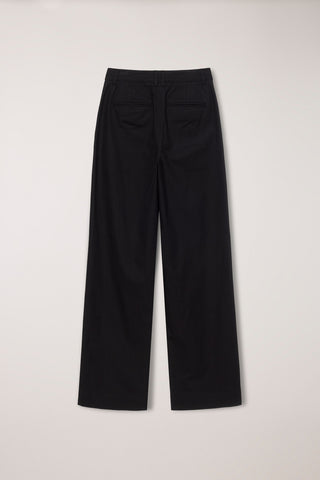 SUMMER DOUBLE PLEATED CHINO SLACKS BLACK