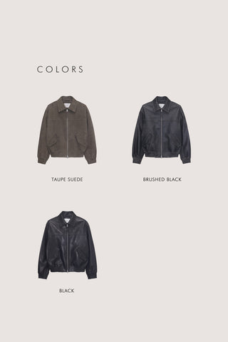 UNISEX REFINED LEATHER BLOUSON BRUSHED BLACK