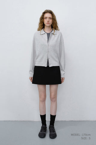 UNISEX COLLARED KNIT CARDIGAN LIGHT MELANGE GREY