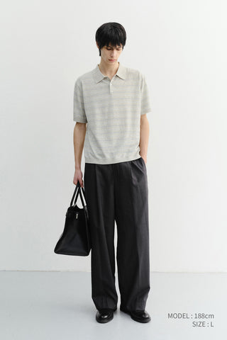 LOUNGE WOOL SLACKS GREY STRIPE