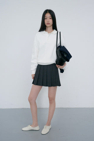 UNISEX LEATHER LOGO COLLARED T-SHIRT WHITE